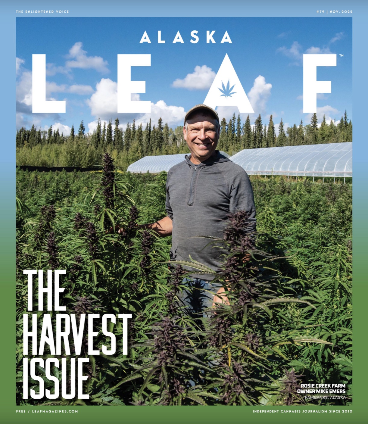 Alaska Leaf magazine Harvest Issue cover featuring Rosie Creek Farm owner Mike Emers