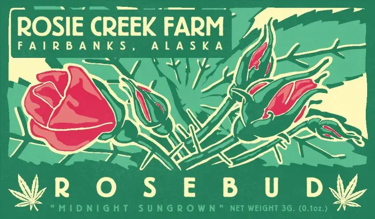 Rosebud label art